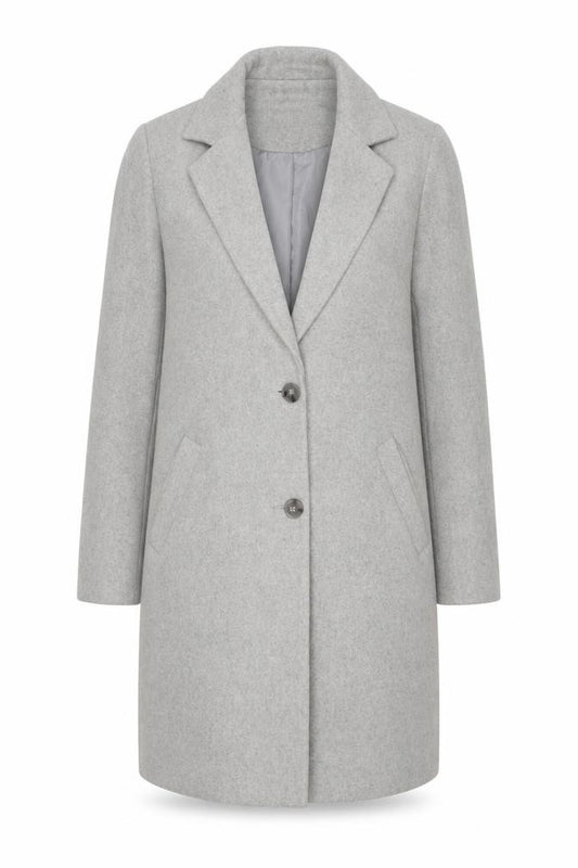 New Look Women Grey UK 8 Long Single-Breasted Wool Blend Overcoat