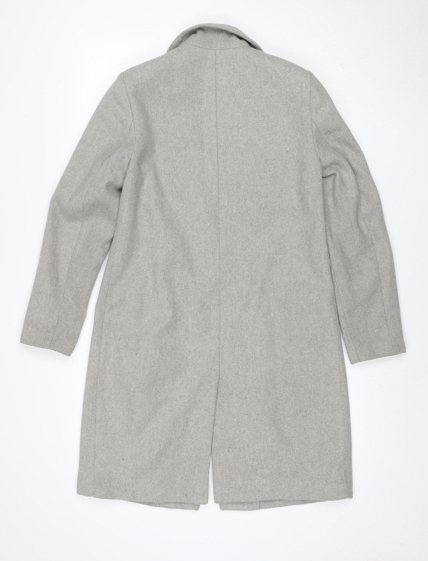 New Look Women Grey UK 8 Long Single-Breasted Wool Blend Overcoat