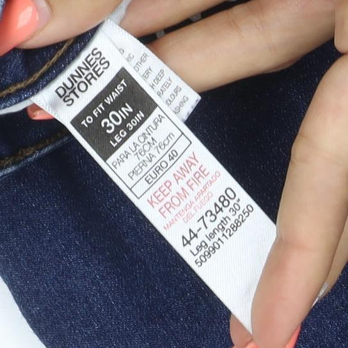 Dunnes Stores Women’s Blue UK 12 Straight Leg Stretch Jeans 30W 30L