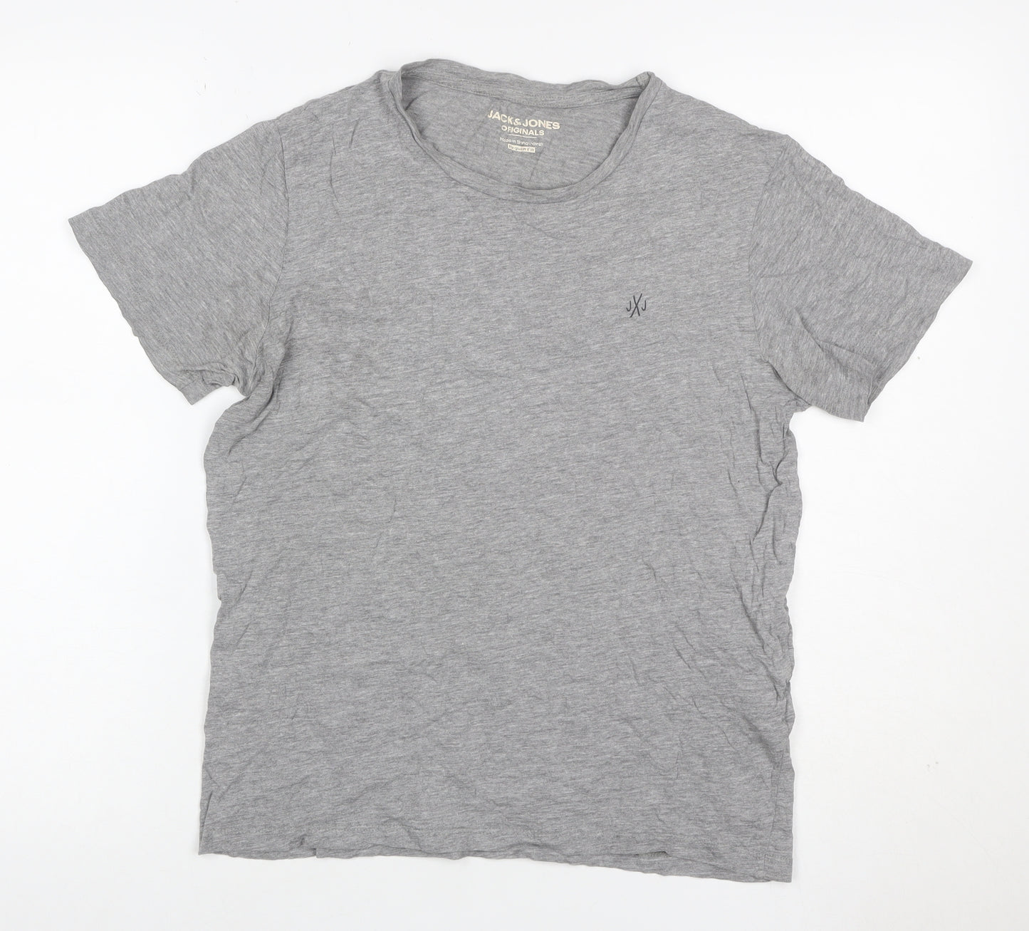 Jack & Jones Men’s Grey XS Crew Neck Logo Jersey T-Shirt