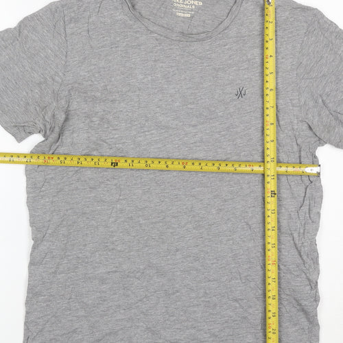 Jack & Jones Men’s Grey XS Crew Neck Logo Jersey T-Shirt