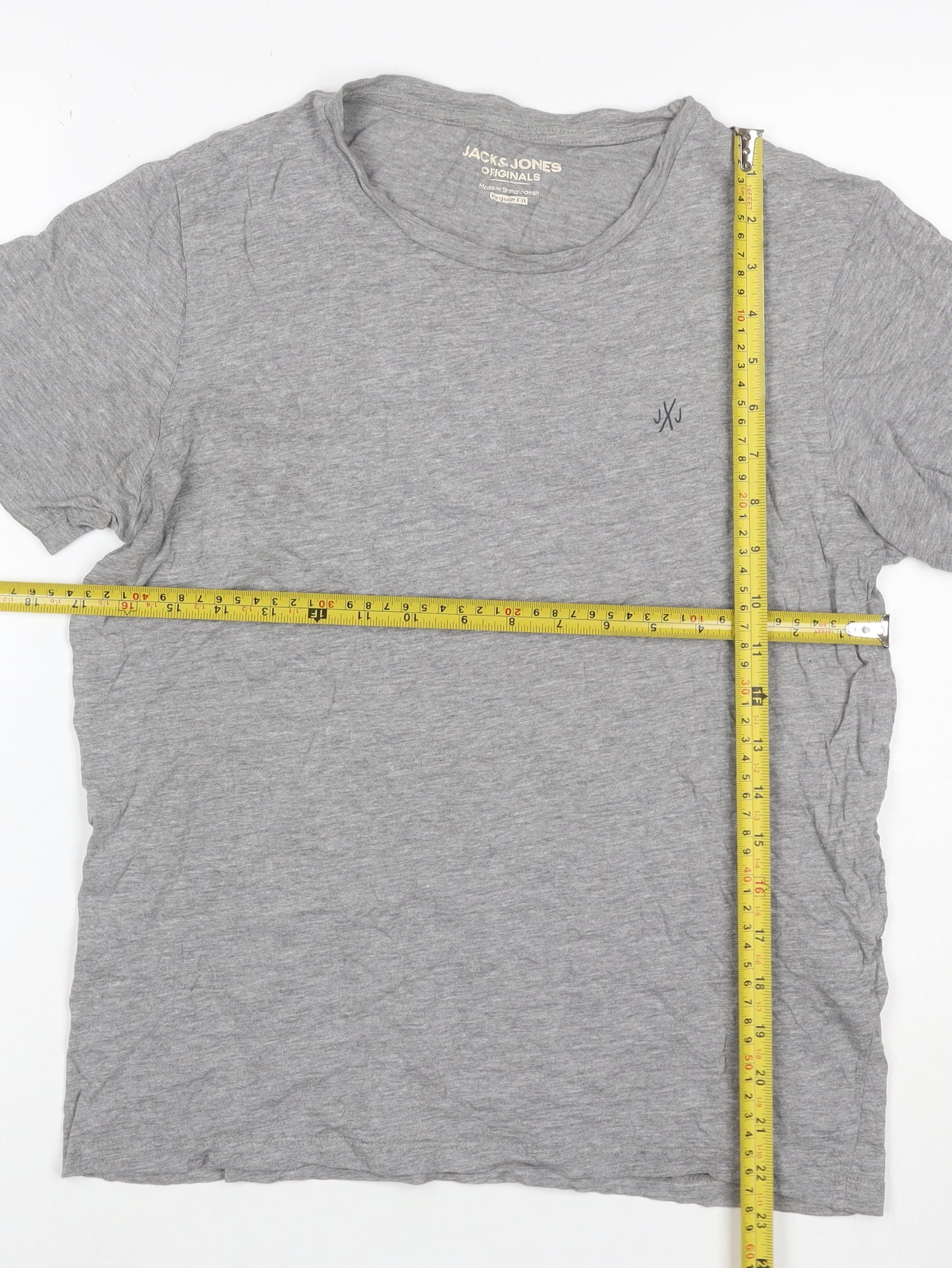 Jack & Jones Men’s Grey XS Crew Neck Logo Jersey T-Shirt