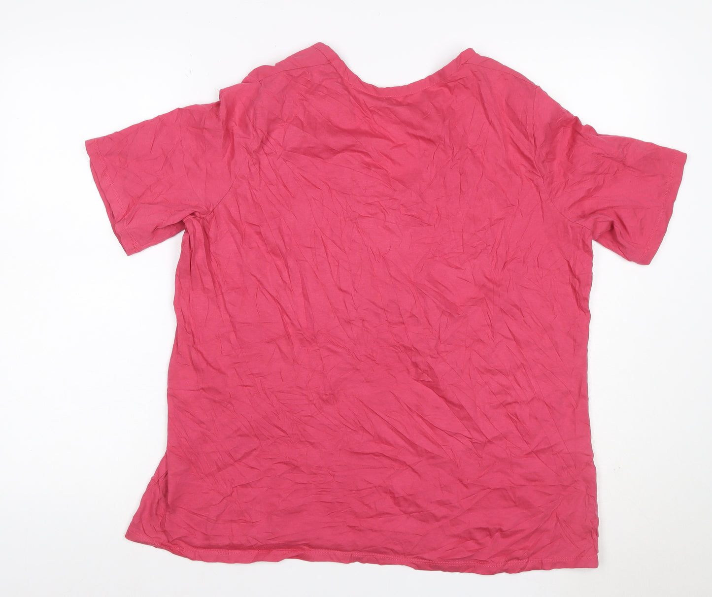 s.Oliver Triangle Women Pink UK 16 Cotton V-Neck Pleated Blouse