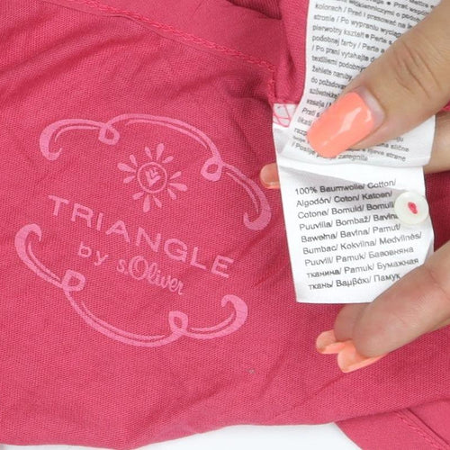 s.Oliver Triangle Women Pink UK 16 Cotton V-Neck Pleated Blouse