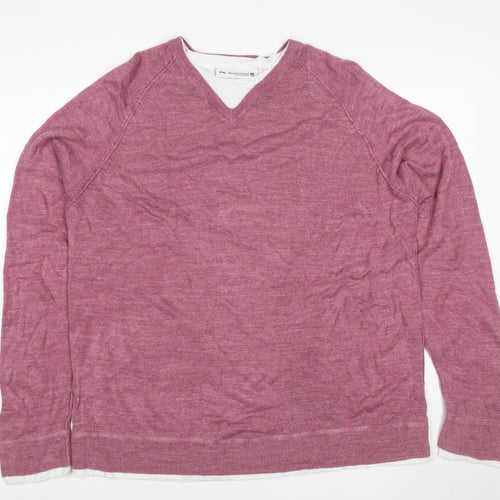Burton Men Pink 2XL V-Neck Layered Knit Pullover Jumper