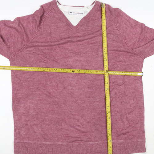 Burton Men Pink 2XL V-Neck Layered Knit Pullover Jumper