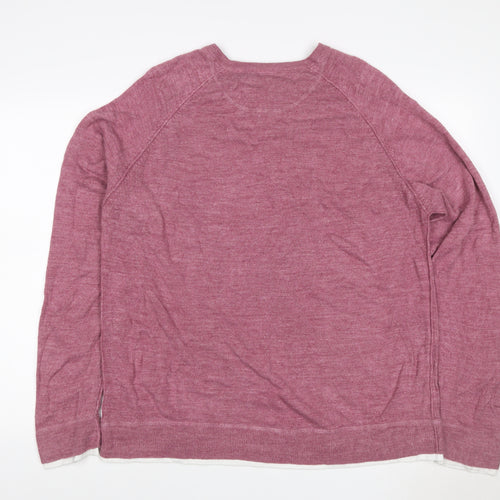 Burton Men Pink 2XL V-Neck Layered Knit Pullover Jumper