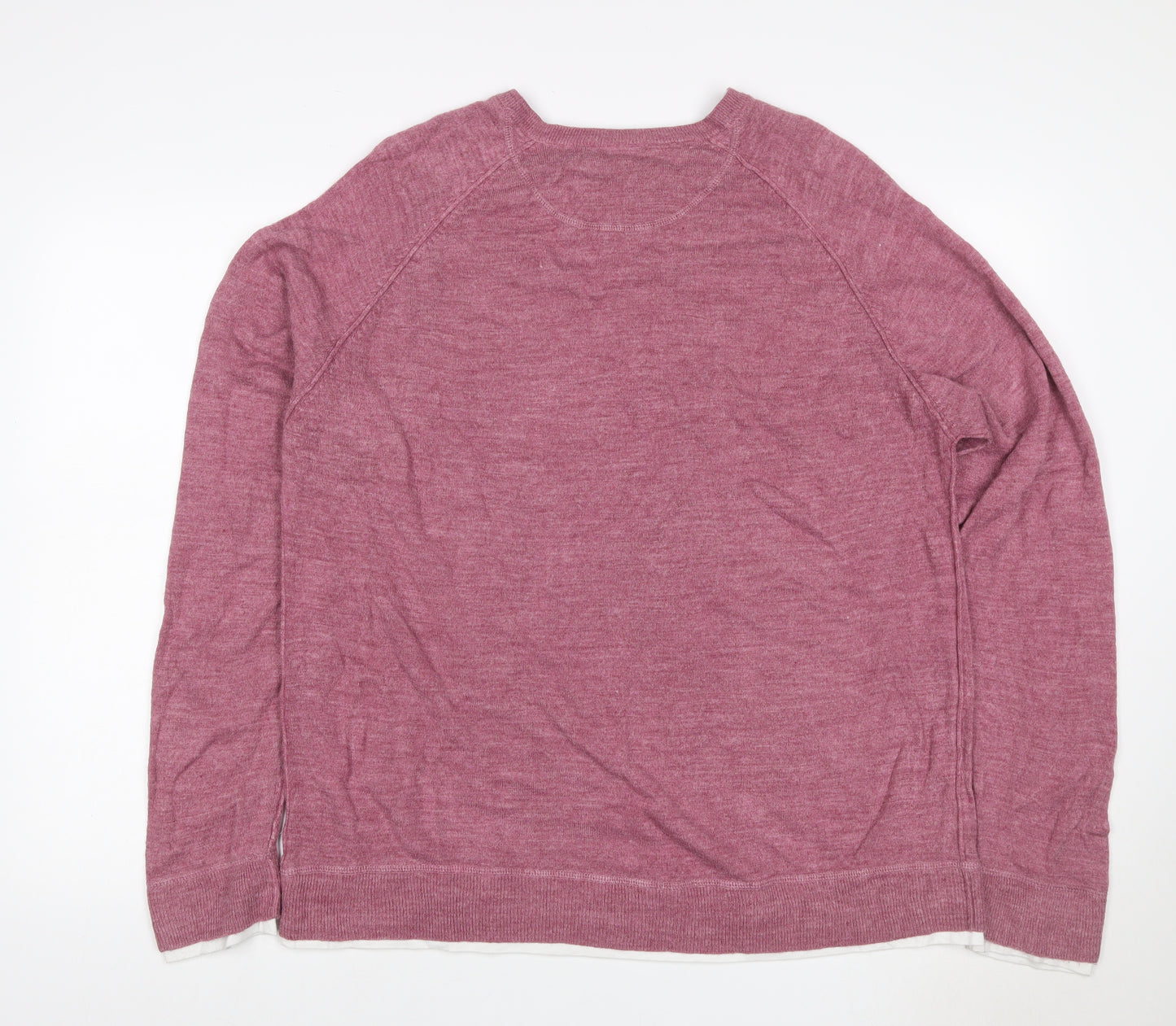 Burton Men Pink 2XL V-Neck Layered Knit Pullover Jumper
