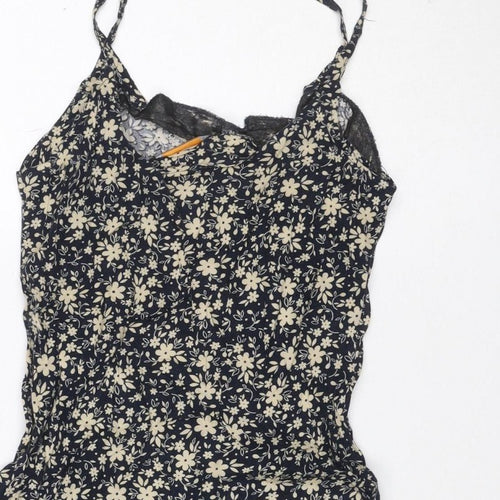Urban Outfitters Women Black Floral Lace Strappy Slip Dress S Petite