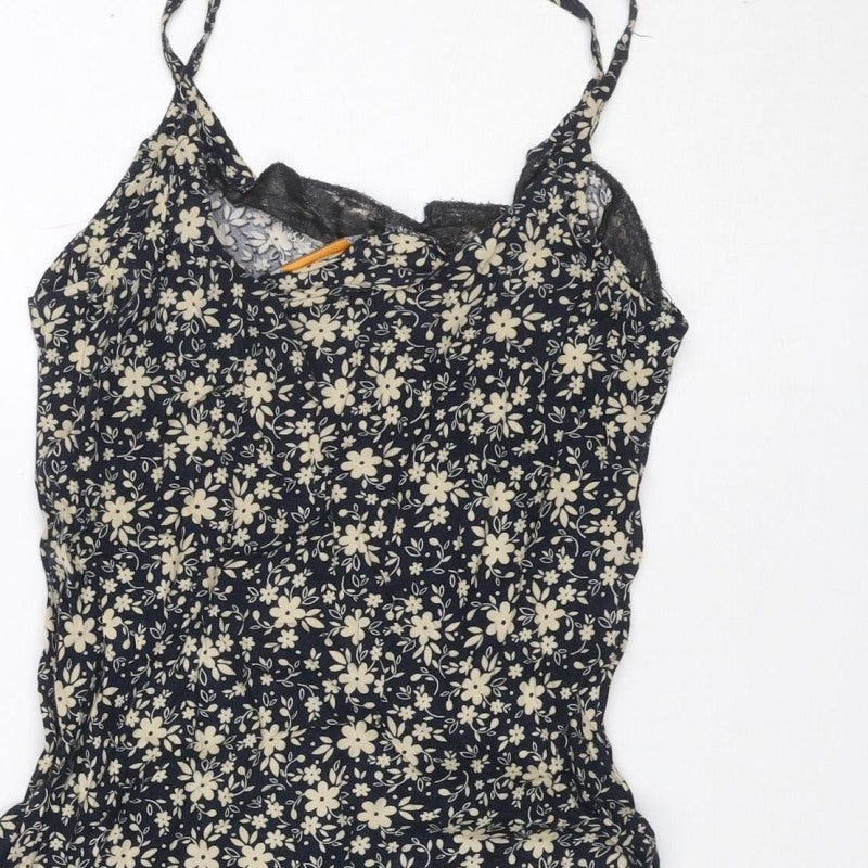Urban Outfitters Women Black Floral Lace Strappy Slip Dress S Petite
