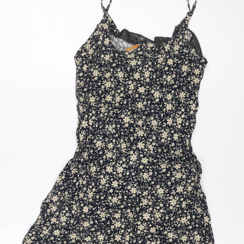 Urban Outfitters Women Black Floral Lace Strappy Slip Dress S Petite