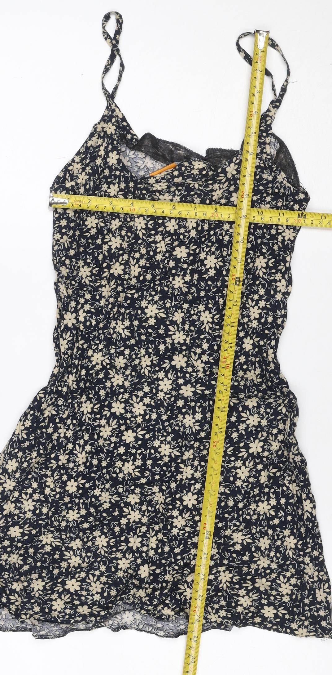 Urban Outfitters Women Black Floral Lace Strappy Slip Dress S Petite
