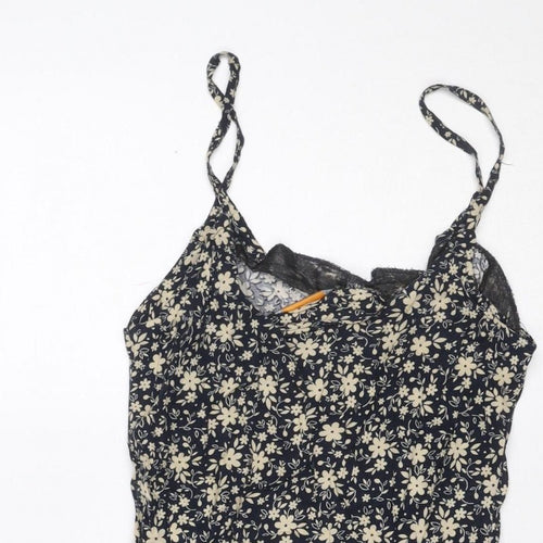 Urban Outfitters Women Black Floral Lace Strappy Slip Dress S Petite