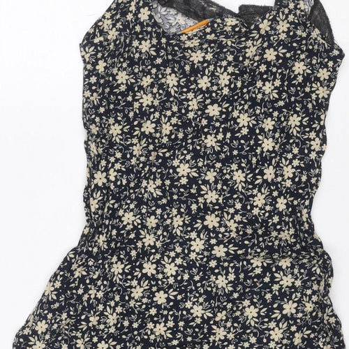 Urban Outfitters Women Black Floral Lace Strappy Slip Dress S Petite