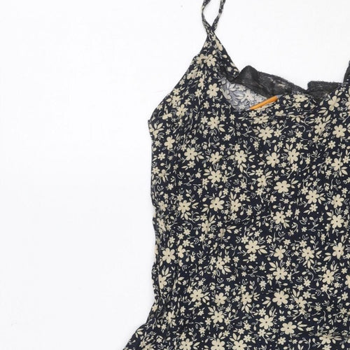 Urban Outfitters Women Black Floral Lace Strappy Slip Dress S Petite