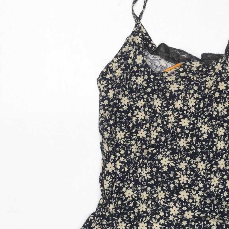 Urban Outfitters Women Black Floral Lace Strappy Slip Dress S Petite
