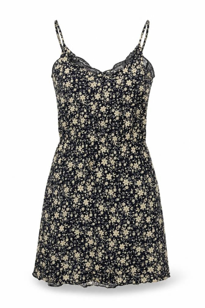 Urban Outfitters Women Black Floral Lace Strappy Slip Dress S Petite