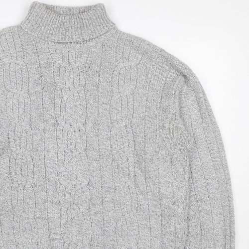 Bexley Women Grey M Cable Knit Roll Neck Chunky Pullover Jumper