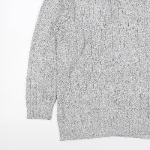 Bexley Women Grey M Cable Knit Roll Neck Chunky Pullover Jumper