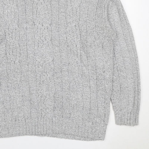 Bexley Women Grey M Cable Knit Roll Neck Chunky Pullover Jumper