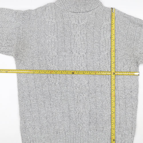 Bexley Women Grey M Cable Knit Roll Neck Chunky Pullover Jumper