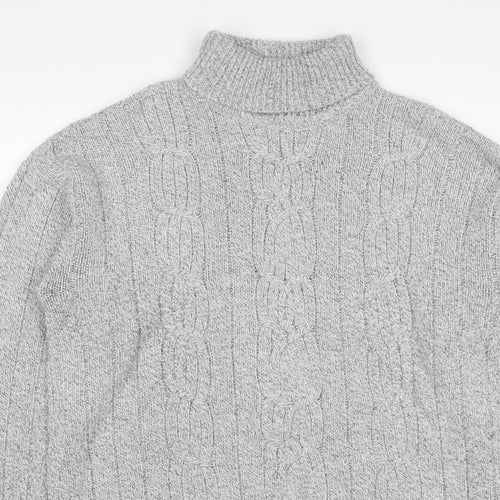 Bexley Women Grey M Cable Knit Roll Neck Chunky Pullover Jumper