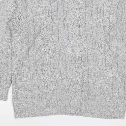 Bexley Women Grey M Cable Knit Roll Neck Chunky Pullover Jumper