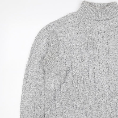 Bexley Women Grey M Cable Knit Roll Neck Chunky Pullover Jumper