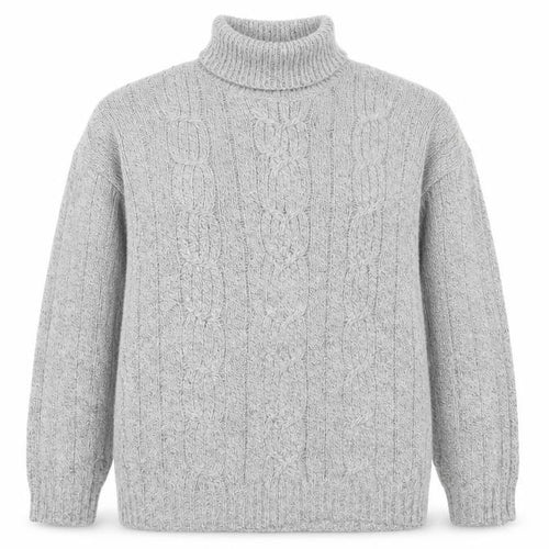 Bexley Women Grey M Cable Knit Roll Neck Chunky Pullover Jumper