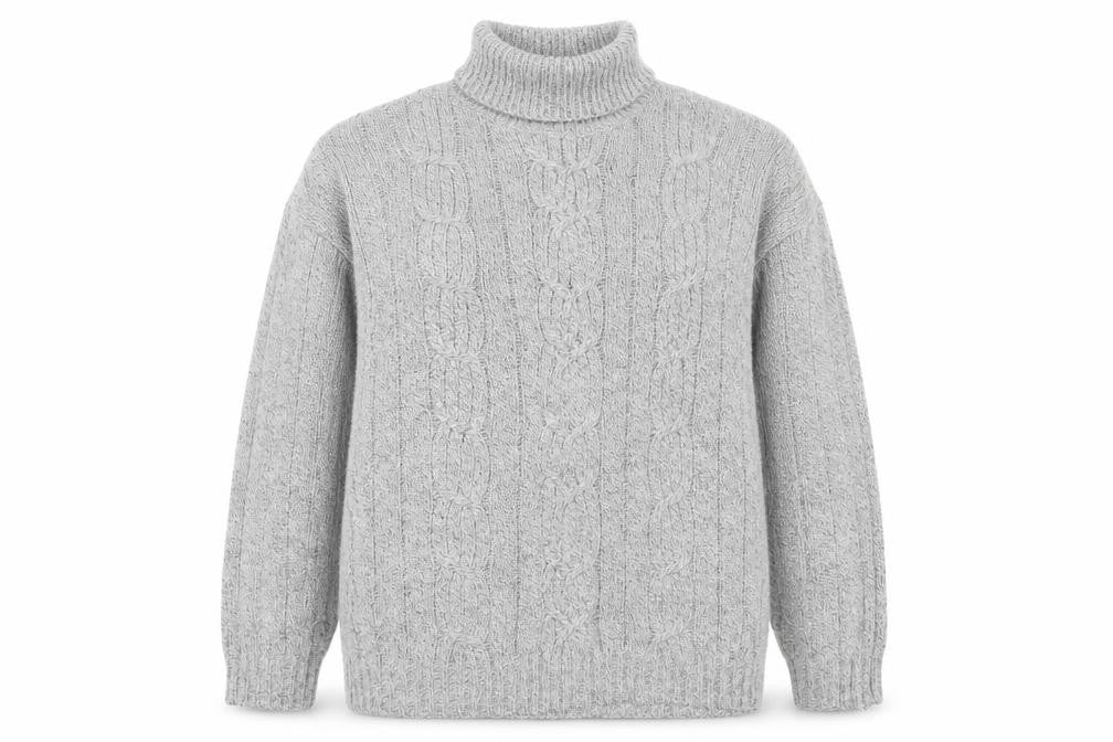 Bexley Women Grey M Cable Knit Roll Neck Chunky Pullover Jumper