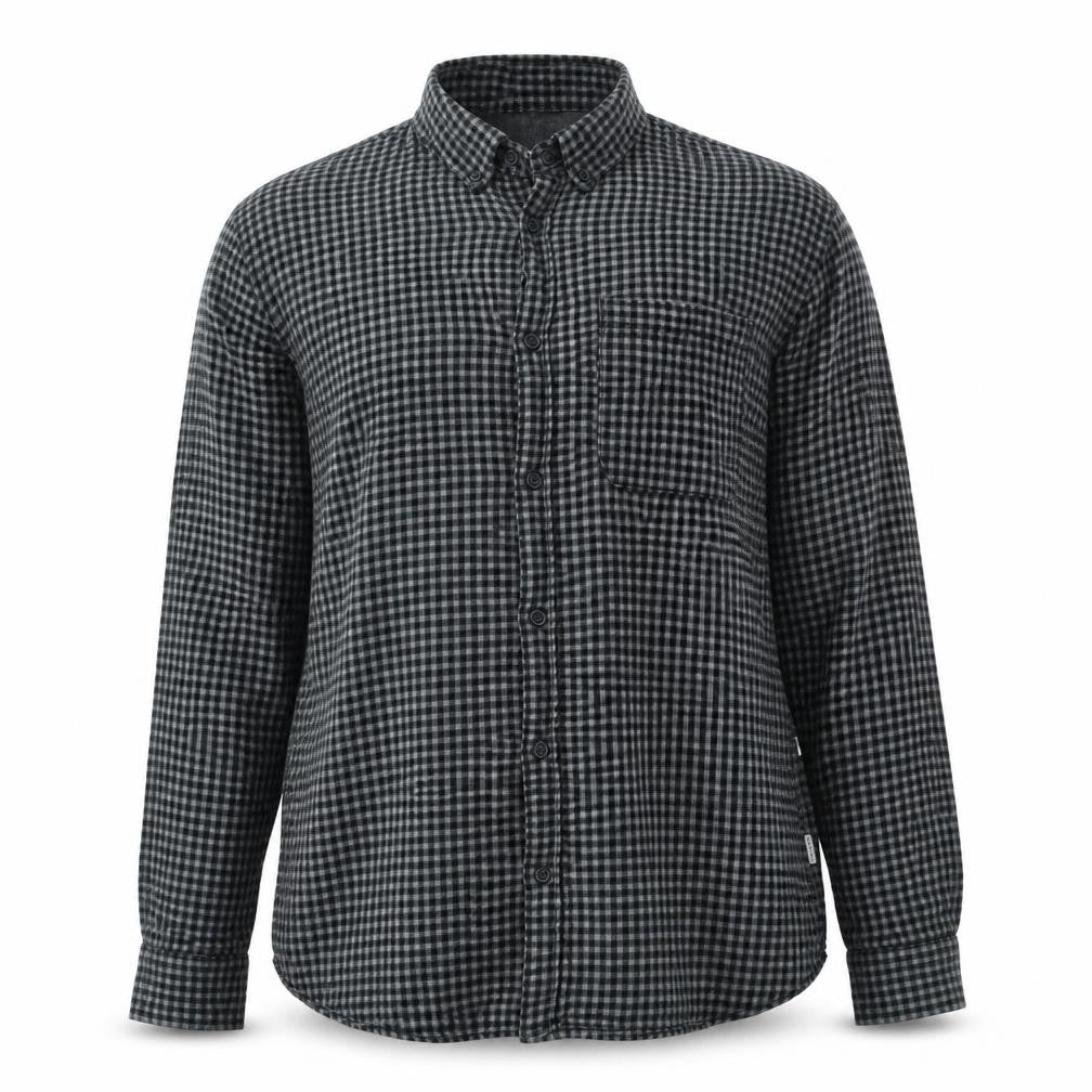 Jack & Jones Men's Black Grey Check Hooded Shirt Size L Long Sleeve
