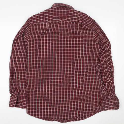Dunnes Stores Men Red Check Slim Fit Button-Down Shirt Size M