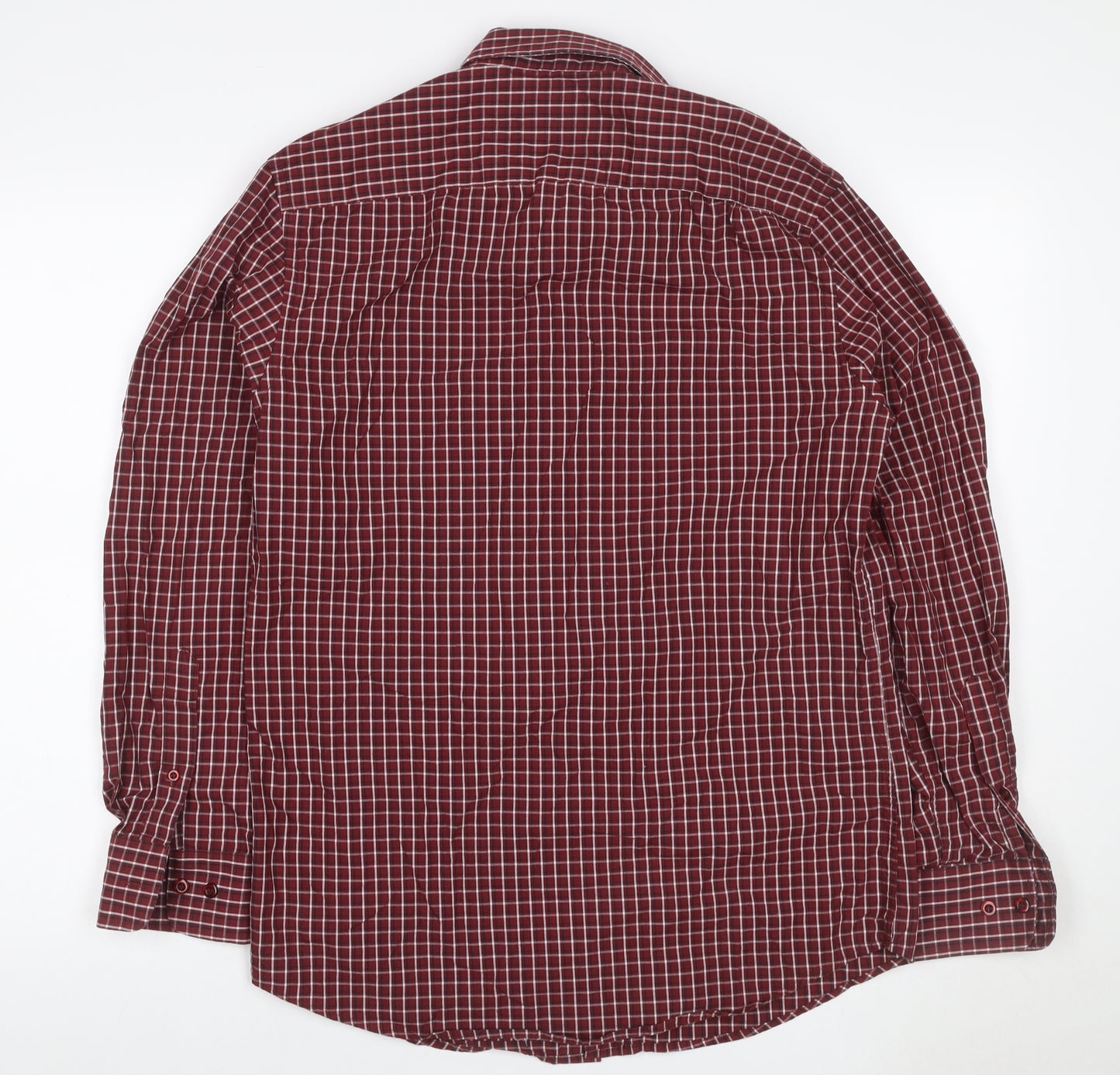 Dunnes Stores Men Red Check Slim Fit Button-Down Shirt Size M
