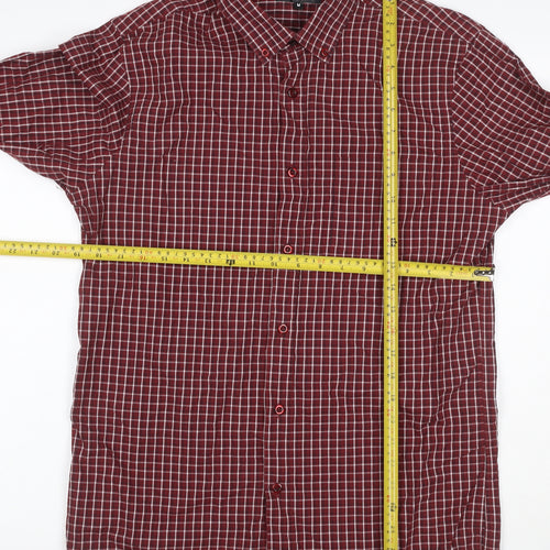 Dunnes Stores Men Red Check Slim Fit Button-Down Shirt Size M