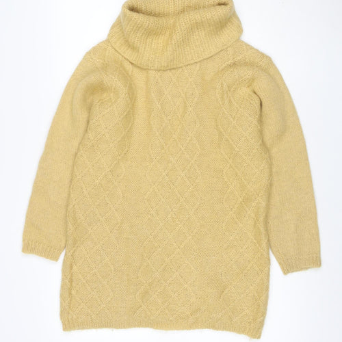 Anna Women Yellow Size 16 Mohair Blend Cable-Knit Roll Neck Jumper