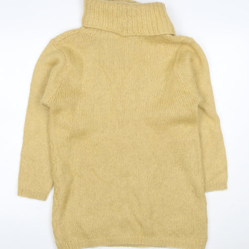 Anna Women Yellow Size 16 Mohair Blend Cable-Knit Roll Neck Jumper