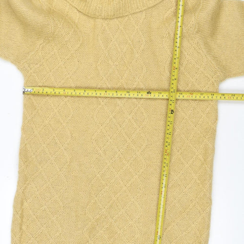 Anna Women Yellow Size 16 Mohair Blend Cable-Knit Roll Neck Jumper