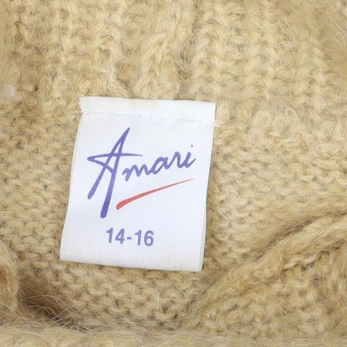 Anna Women Yellow Size 16 Mohair Blend Cable-Knit Roll Neck Jumper