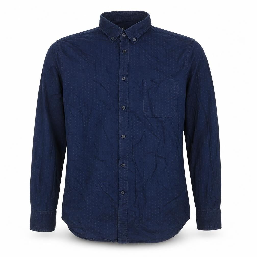 Front view of Dunnes Men Blue Large Geometric Button-Down Cotton Shirt