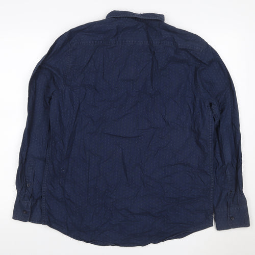 Dunnes Stores Men Blue Large Geometric Button-Down Cotton Shirt