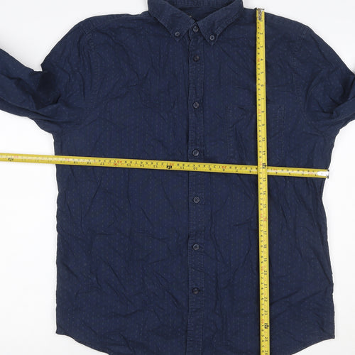 Dunnes Stores Men Blue Large Geometric Button-Down Cotton Shirt