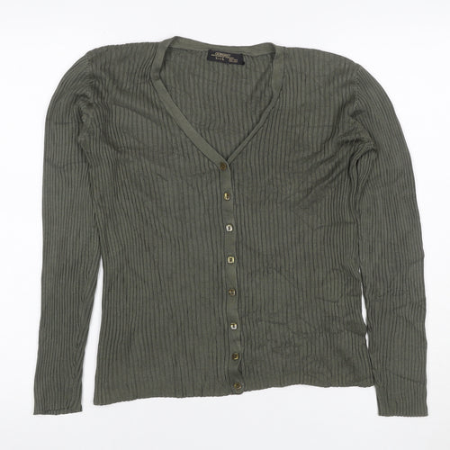 St. Bernard Women’s Grey Silk V-Neck Button Cardigan Size 12