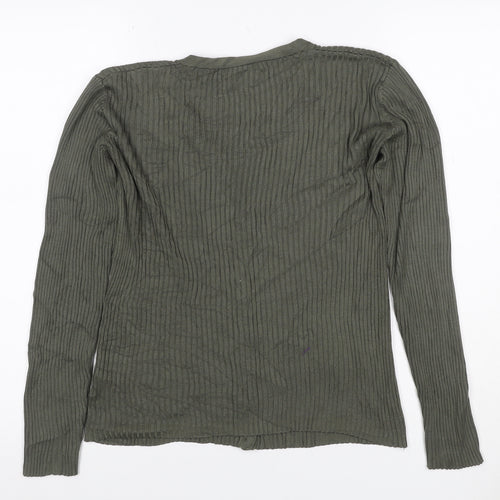 St. Bernard Women’s Grey Silk V-Neck Button Cardigan Size 12
