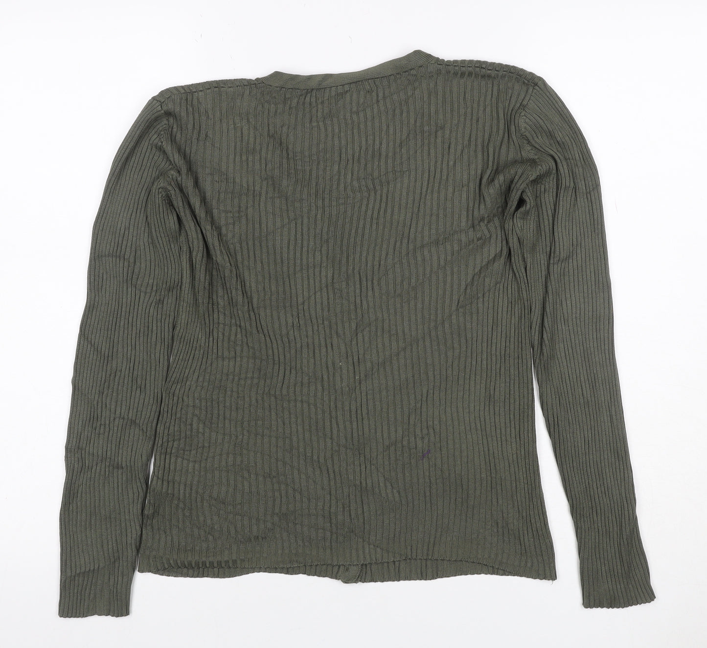 St. Bernard Women’s Grey Silk V-Neck Button Cardigan Size 12