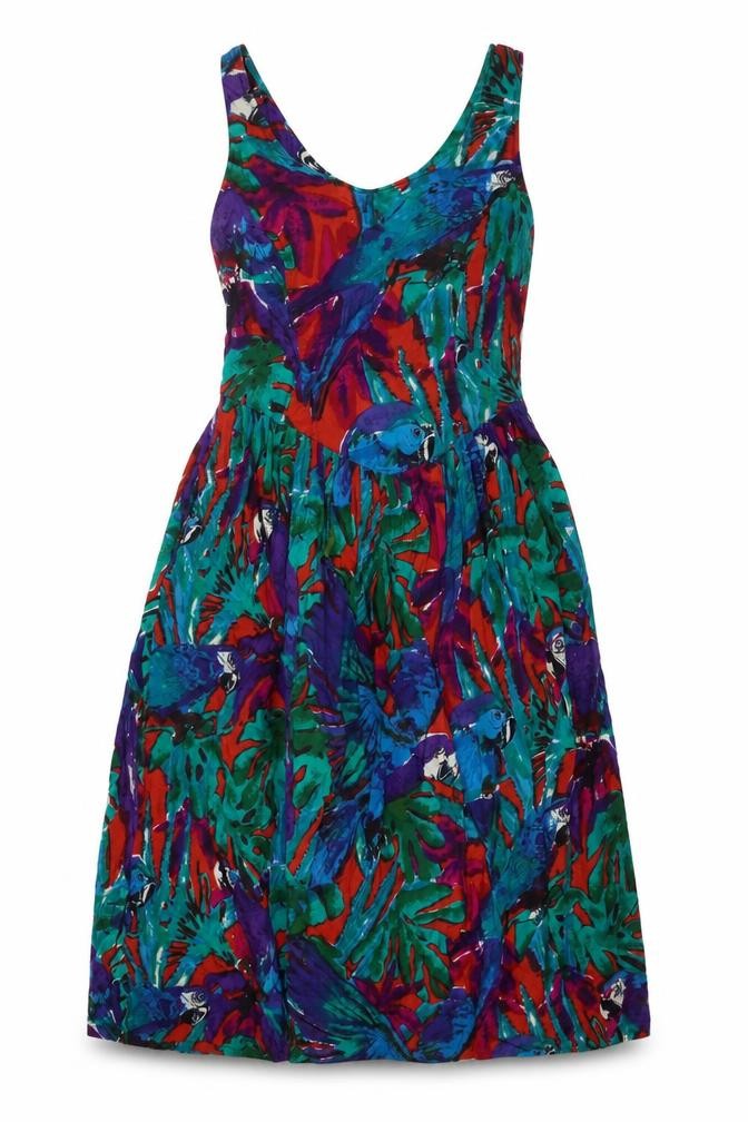 Monsoon Women’s Multicoloured UK 14 Tropical Bird Midi Shirt Dress