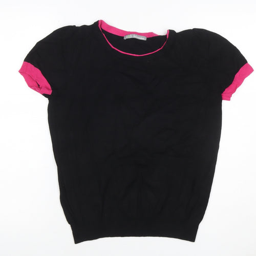Marks and Spencer Women Black Pink Trim Knit Top UK 14