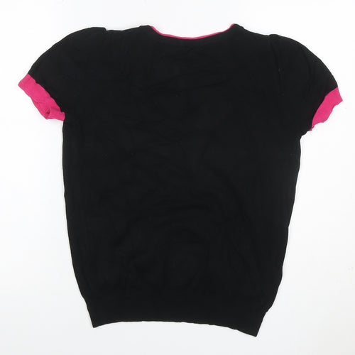 Marks and Spencer Women Black Pink Trim Knit Top UK 14