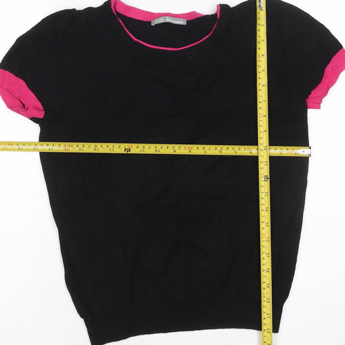 Marks and Spencer Women Black Pink Trim Knit Top UK 14