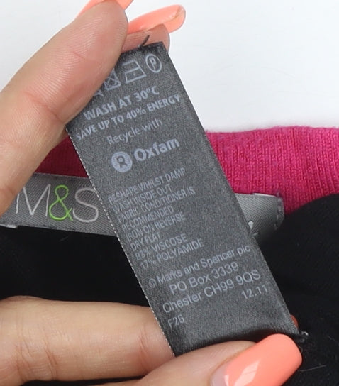 Marks and Spencer Women Black Pink Trim Knit Top UK 14