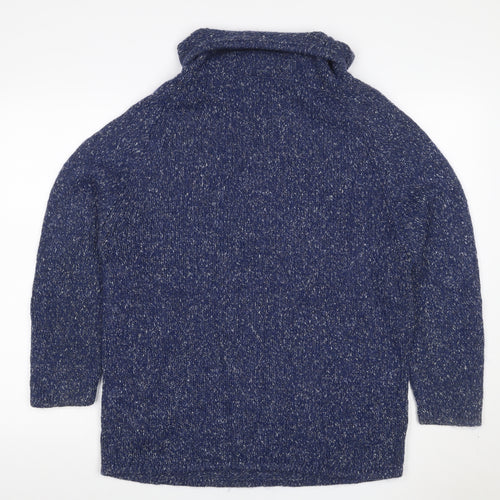 Today's Women Blue L Cowl Neck Long Sleeve Chunky Knit Jumper